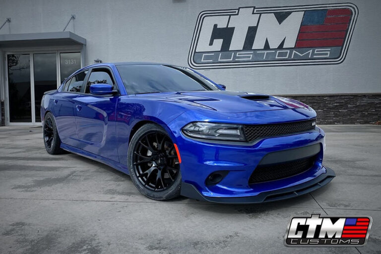 Dodge Charger with custom wheels and tires