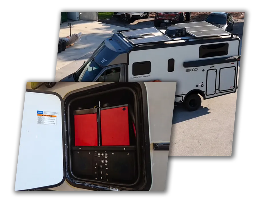 Winnebago Ekko with new solar panels and Lithionics batteries installed
